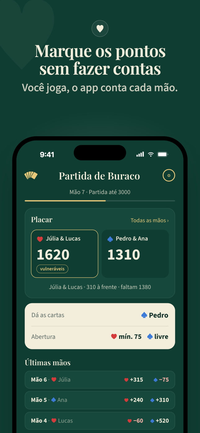 Buraco · Chega de papel e caneta