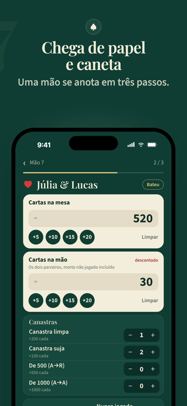 Buraco · O placar sempre certo