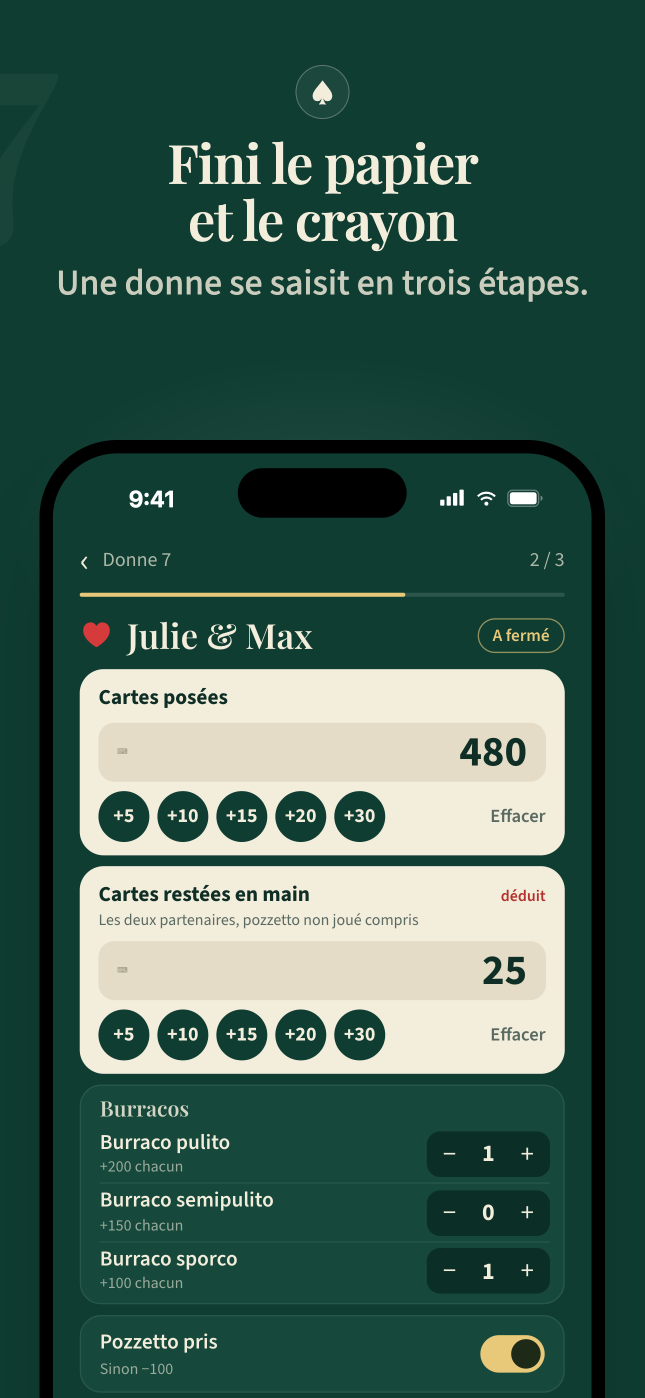 Buraco · Le score, toujours juste