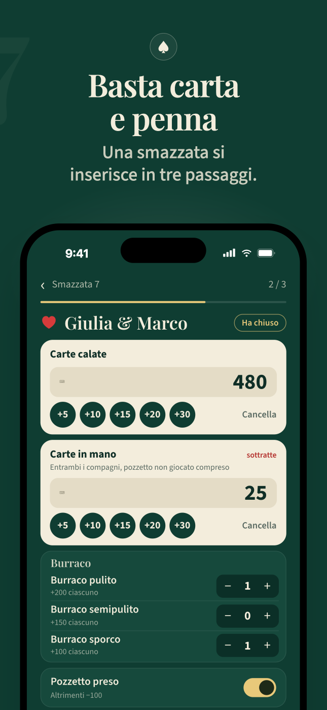 Burraco · Il punteggio, sempre giusto